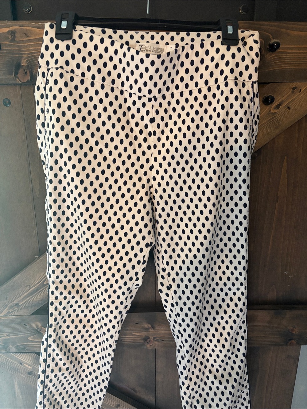 Polka Dot Skinny Ankle Pants - White with Black Dots